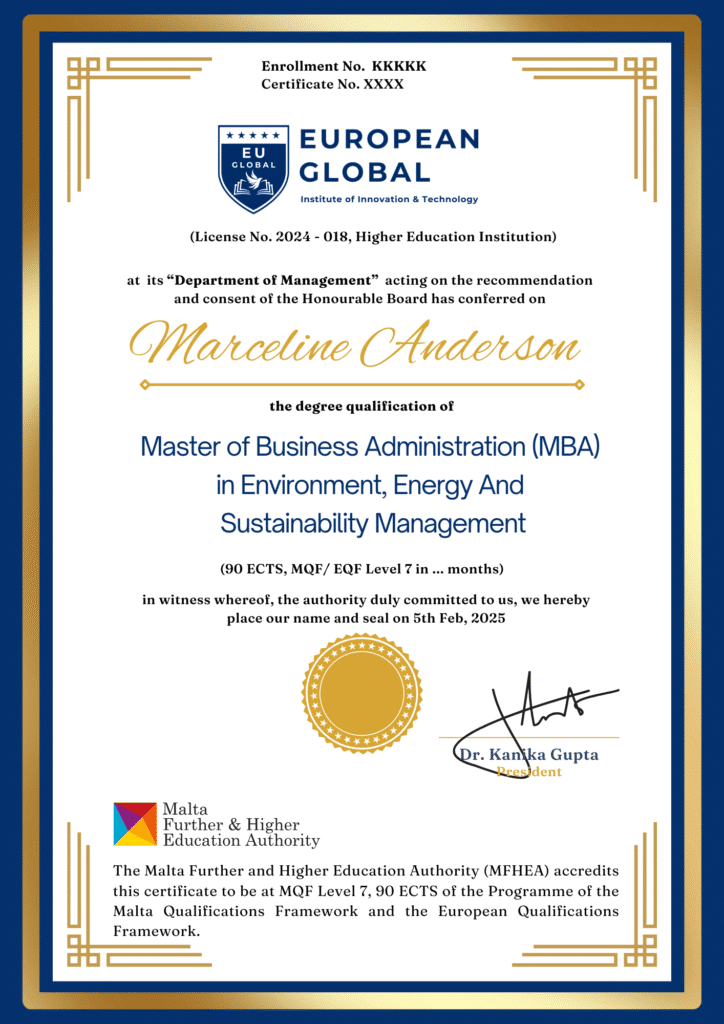 mba in environment certificate