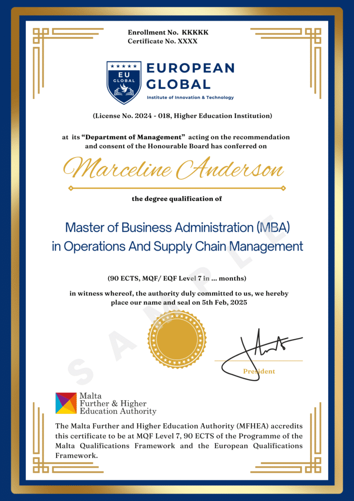 mba in operations certificate